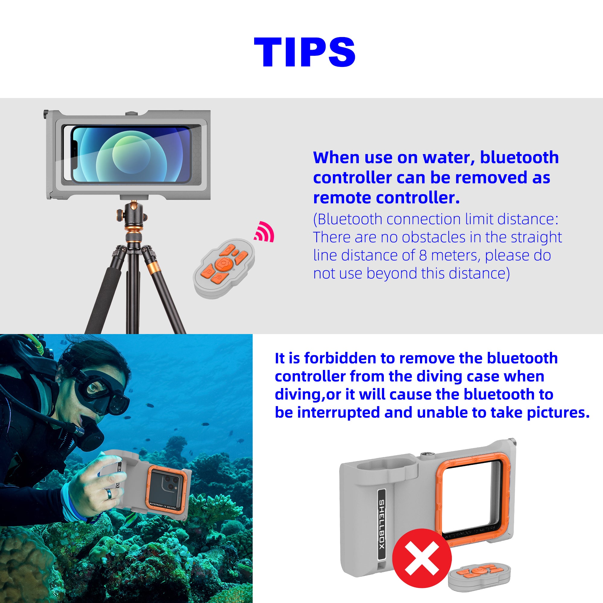 SHELLBOX 15M IPX8 Waterproof Case for iPhone 14 Pro Max 13 Pro Max X XR XS Max Underwater Phone Cover with Bluetooth Camera Module SHELLBOX 15M IPX8 Waterproof Case for iPhone 14 Pro Max 13 Pro Max X XR XS Max Underwater Phone Cover with Bluetooth Camera Module